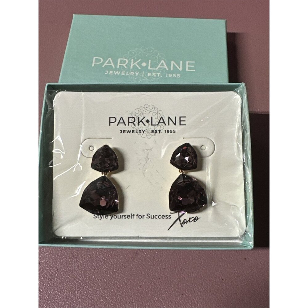 Park Lane Wineberry Earrings 1 1/4” Long Deep Purple